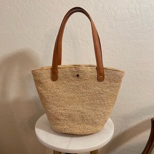 Helen Kaminski Straw Woven Tote Bag with Leather Handles